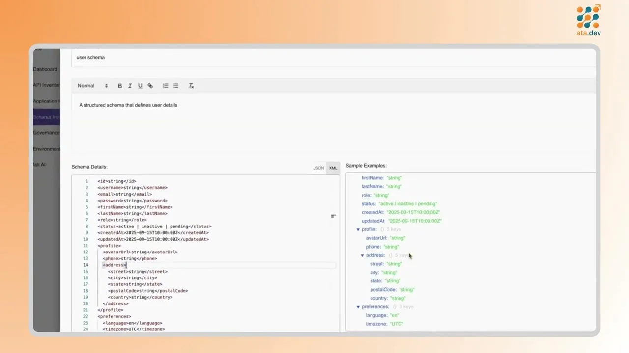 How to create a schema in ATA